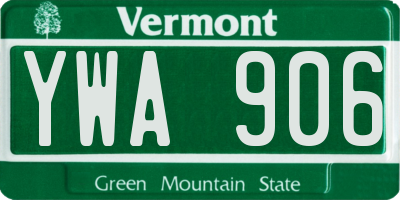 VT license plate YWA906
