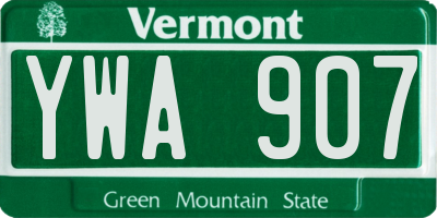 VT license plate YWA907