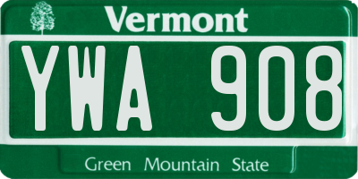 VT license plate YWA908
