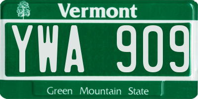 VT license plate YWA909