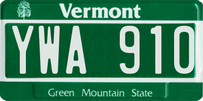VT license plate YWA910