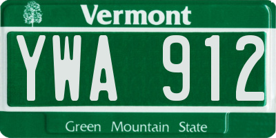 VT license plate YWA912