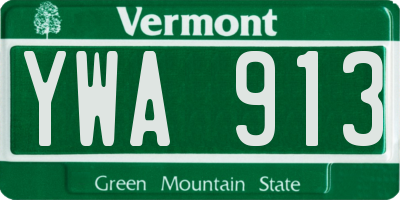 VT license plate YWA913