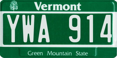 VT license plate YWA914