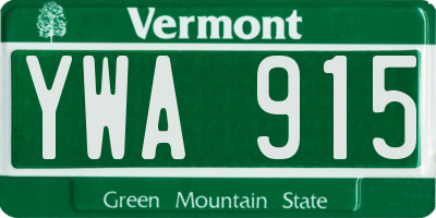 VT license plate YWA915