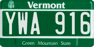 VT license plate YWA916