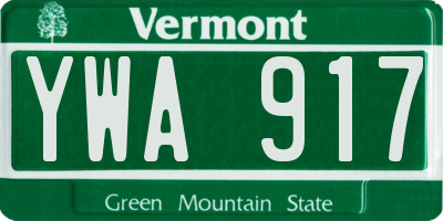 VT license plate YWA917