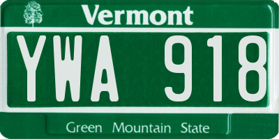VT license plate YWA918