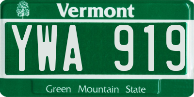 VT license plate YWA919