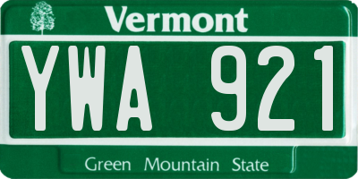 VT license plate YWA921