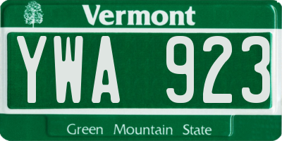 VT license plate YWA923