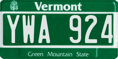 VT license plate YWA924