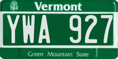 VT license plate YWA927