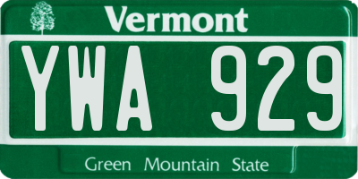 VT license plate YWA929