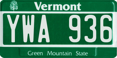 VT license plate YWA936