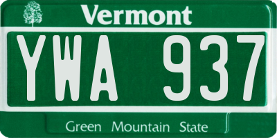 VT license plate YWA937
