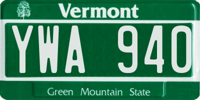 VT license plate YWA940