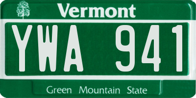 VT license plate YWA941