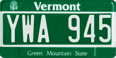 VT license plate YWA945