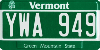 VT license plate YWA949