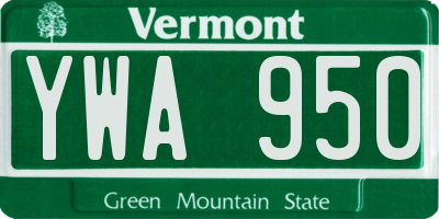 VT license plate YWA950