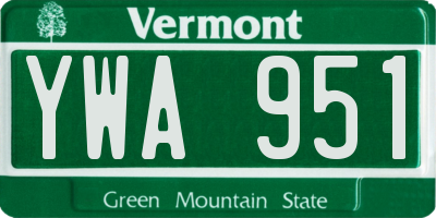 VT license plate YWA951