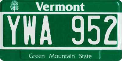 VT license plate YWA952