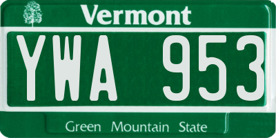 VT license plate YWA953