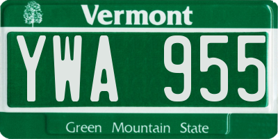 VT license plate YWA955