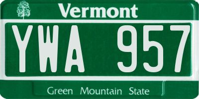 VT license plate YWA957