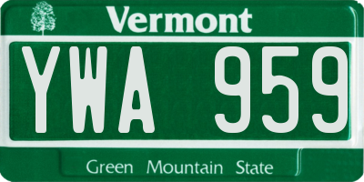VT license plate YWA959