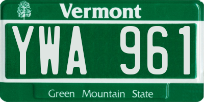 VT license plate YWA961