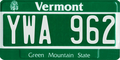 VT license plate YWA962