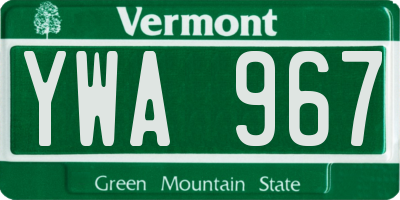 VT license plate YWA967