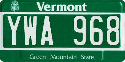 VT license plate YWA968