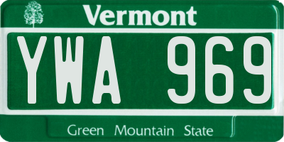 VT license plate YWA969