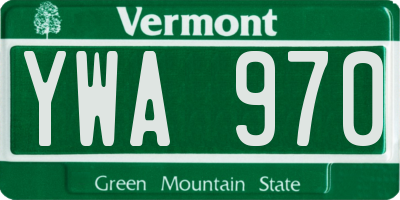 VT license plate YWA970