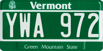 VT license plate YWA972