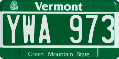 VT license plate YWA973