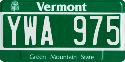 VT license plate YWA975
