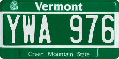 VT license plate YWA976