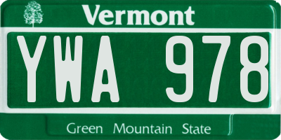 VT license plate YWA978
