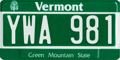 VT license plate YWA981