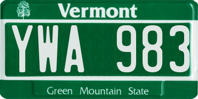 VT license plate YWA983