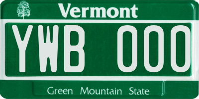 VT license plate YWB000