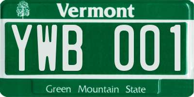 VT license plate YWB001