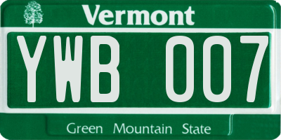 VT license plate YWB007