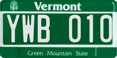 VT license plate YWB010