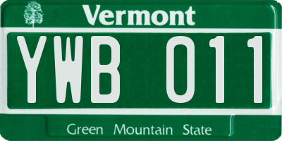 VT license plate YWB011