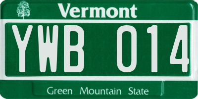VT license plate YWB014